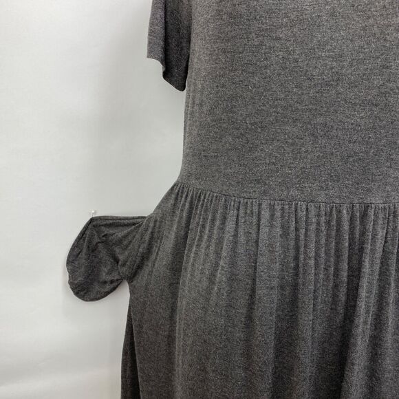 DB Moon Womans Gray Knit Dress Medium Fit N Flare Pockets Boho Peasant Casual - Picture 6 of 12